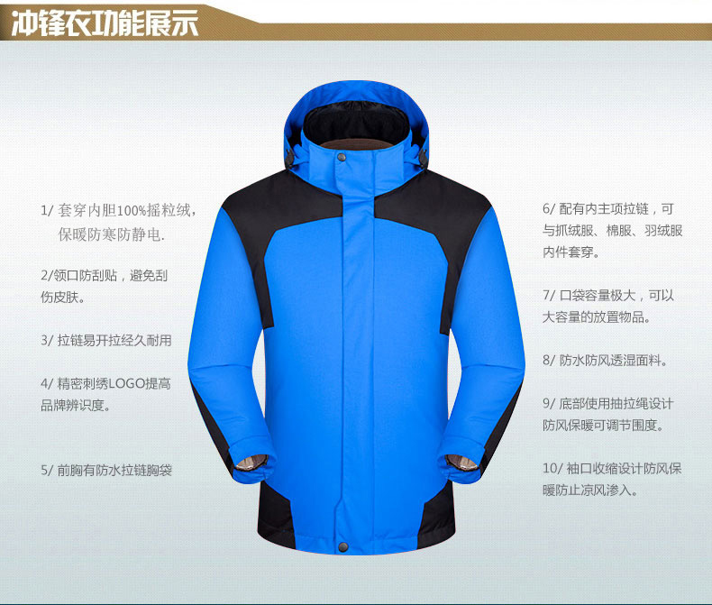 冲锋衣功能展示